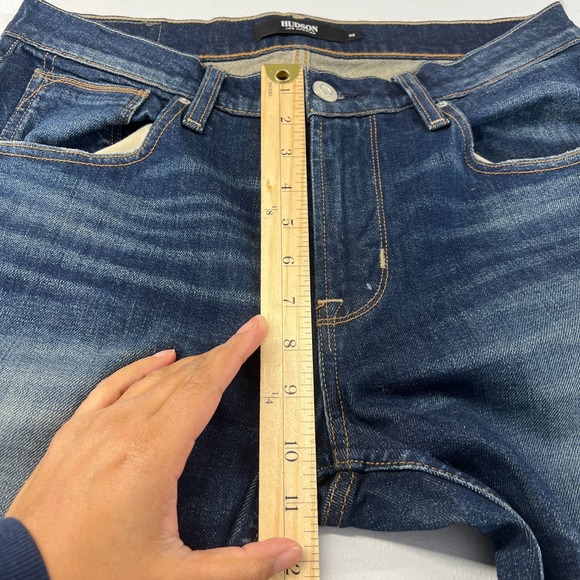 Hudson Blake Slim Straight Jeans Mens 32 Blue Denim Cotton Stretch Mid Rise - Picture 9 of 15